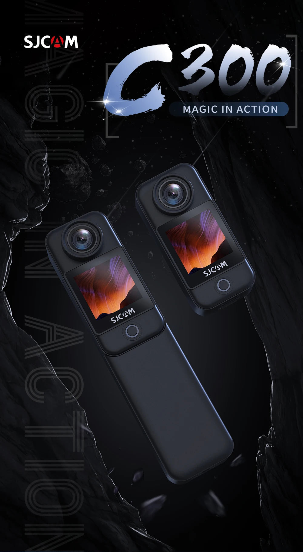 SJCAM C300 Pocket Action Camera 4K FHD With Long Battery Life Video 30M Waterproof 5G WiFi Camera Sport Action Cam.