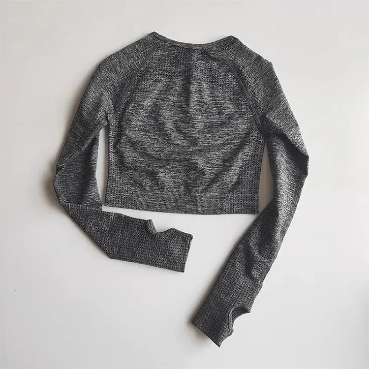 Seamless Shirts Crop Top Long Sleeves Shirts for Women Sports Fitness Gym Clothing Workout Tops Sports Shirts.