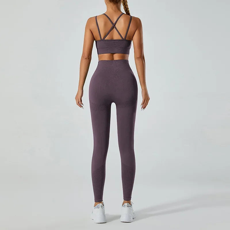 In-stock Women's Yoga Suit Five-piece Set Seamless Fitness Wear For Running Sports Top Leggings From Mainland China