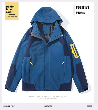 Men's Single-layer Hiking Jacket Patchwork Hooded Hiking Coat Men Color Block Windbreaker Jackets Outdoor Mountaineering Coats.