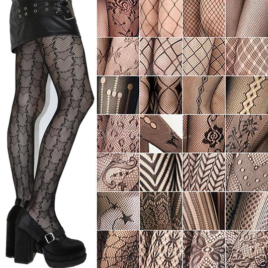 Woman Girls Fashion Gothic Fishnet Stockings Snake Skull Stripeds Socks Mesh Tights Panties Lolita Plus Size Pantyhose Leggings.