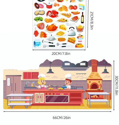 Kids' Reusable Castle Jelly Sticker Book Multi-Theme DIY Creative Jelly Stickers Portable Quiet Busy Book Montessori Sticker Toy.