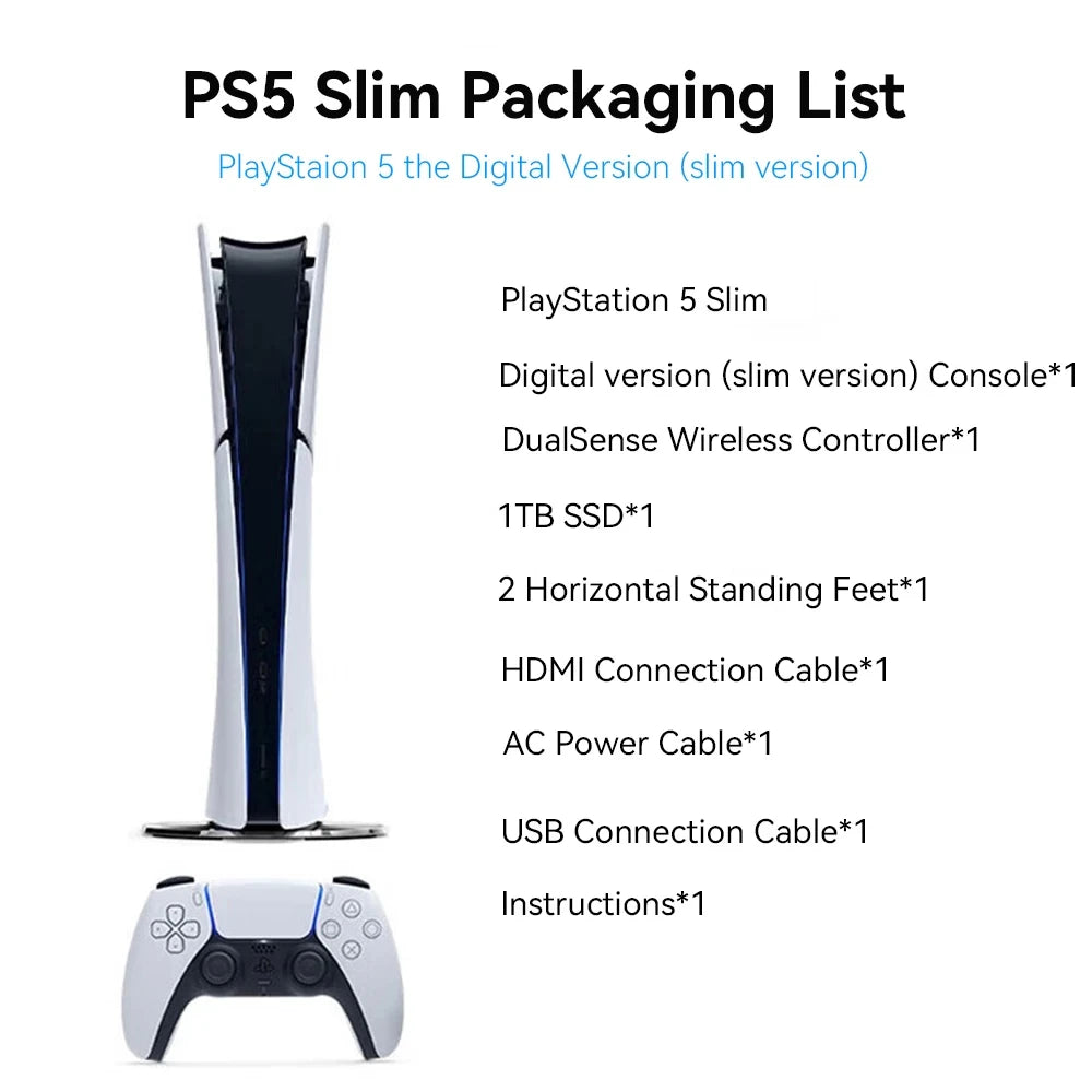 Sony PS5 Slim Console PlayStation 5 Video Game Console PS 5 PC Games Ultra High Speed PlayStation5 Original.