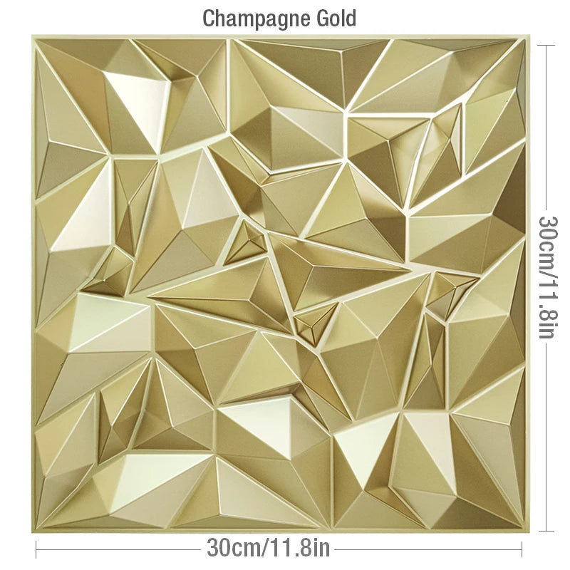 30x30cm Champagne gold color Game 3D Wall Panel Shining Gold 3D Wall Sticker Wedding party background wall art Wood grain paper