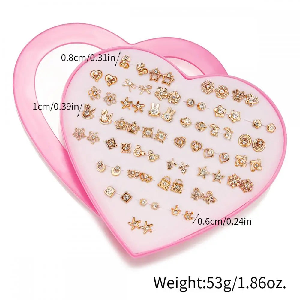 Multicolor 36Pairs Cartoon Hypoallergenic Plastic Stud Earrings Set For Women Girl Cute Animal Flower Ear Wedding Gifts Jewelry