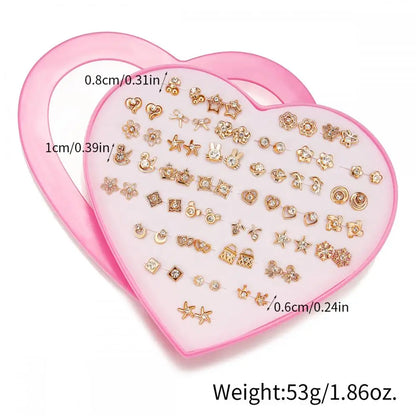 Multicolor 36Pairs Cartoon Hypoallergenic Plastic Stud Earrings Set For Women Girl Cute Animal Flower Ear Wedding Gifts Jewelry