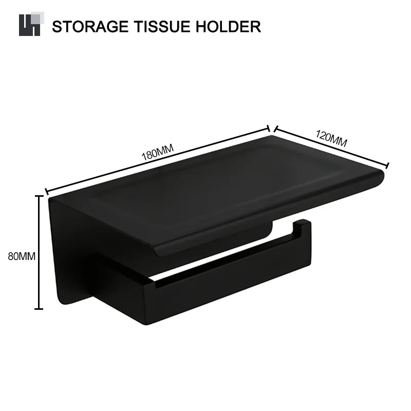 Schwarz Bad zubehör Edelstahl Set Wandre gal Handtuch halter Handtuch halter Taschentuch halter Kleider haken Toiletten bürste Anhänger