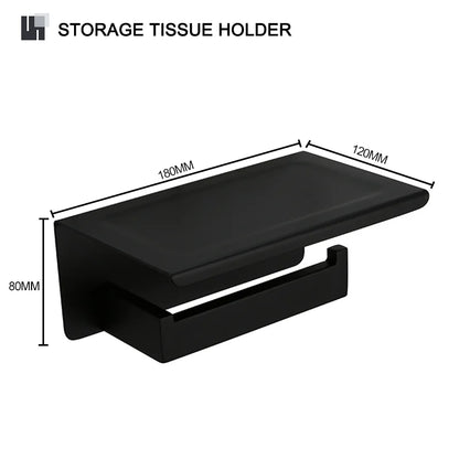 Schwarz Bad zubehör Edelstahl Set Wandre gal Handtuch halter Handtuch halter Taschentuch halter Kleider haken Toiletten bürste Anhänger