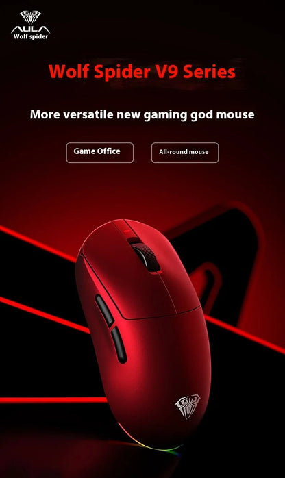 New Aula V9 Ultra Wireless E-sports Gaming Mouse Double 8k 3mode PAW 3950 8k 55g Lightweight Ergonomic Mouse Custom PC Accessory.