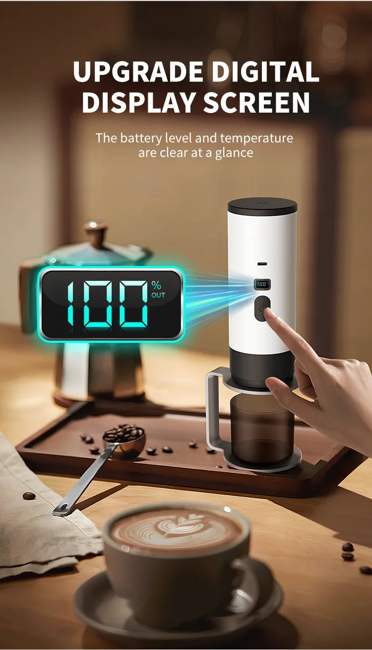 Portable Electric Coffee Maker 3-in-1 Capsule Coffee Grinder Travel Coffee Espresso Maker for Car and Home Camping.