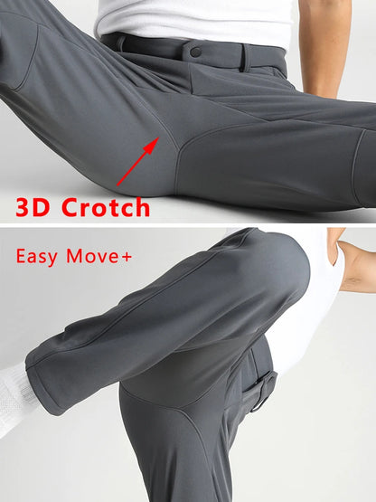 Men's Performance Casual Pants Fleece Lined Outdoors Waterproof Windproof Warm Trousers Business Travel Golf Stretch Pants.