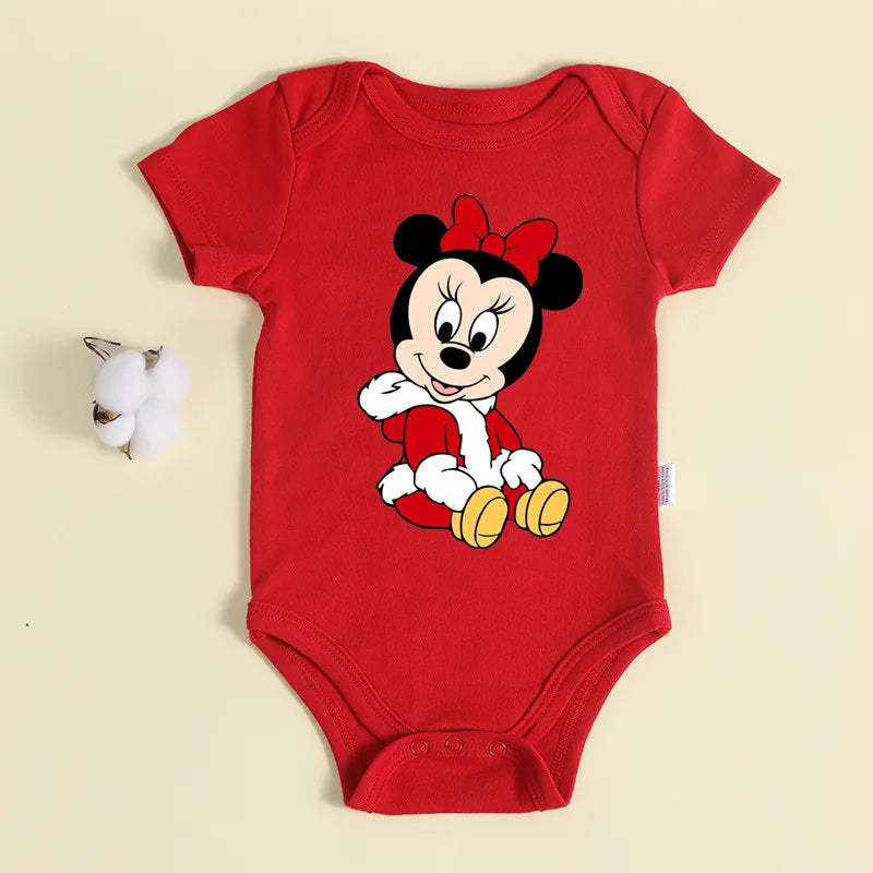 Weihnachten Neugeborene Baby Roten Strampler 100% Baumwolle Baby Mickey Print Infant Outfit Baby Mädchen Jungen Body Disney Kleidung Weihnachten Geschenk