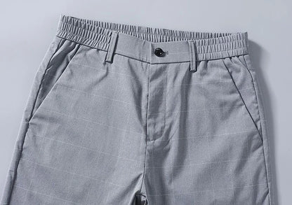 Male Suit Trousers Check Cooling Ice Silk Plaid Straight Up Clothes Offer Slacks Designer Men's Summer Pants Fabric 2025 Classic.