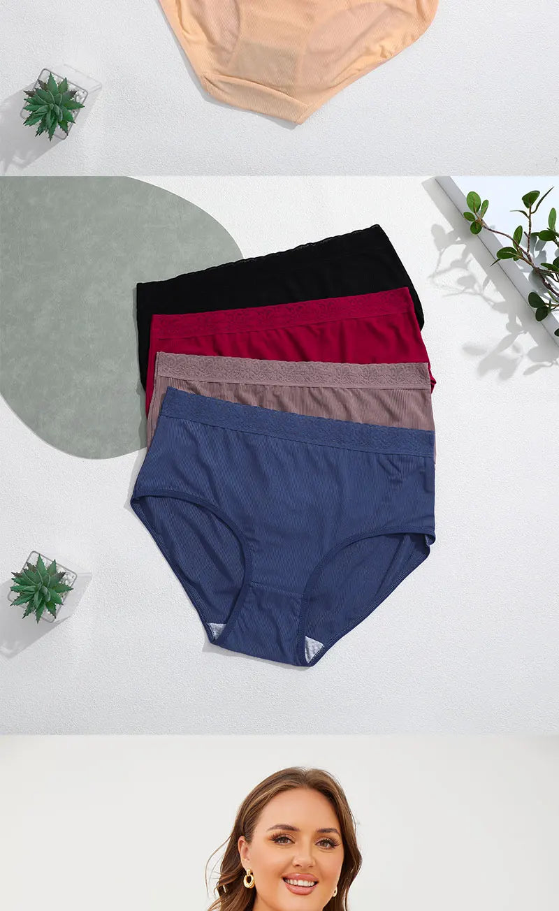 5Pcs Sexy Ice Silk Briefs Large Size Underwear 0XL-4XL Panty Women's Seamless Underwears 8 Solid Color Breathable Underpants.