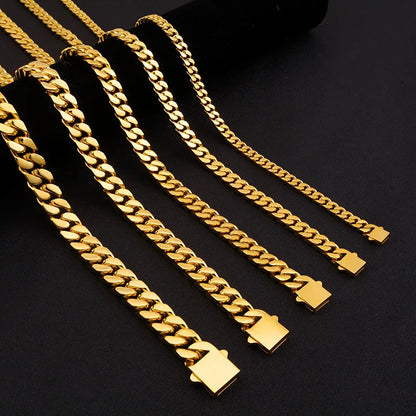 316 Stainless Steel Plated 18k Gold Fashion Crypto Cuban Chain Miami Rap Hip Hop Men's Bracelet Accessory.