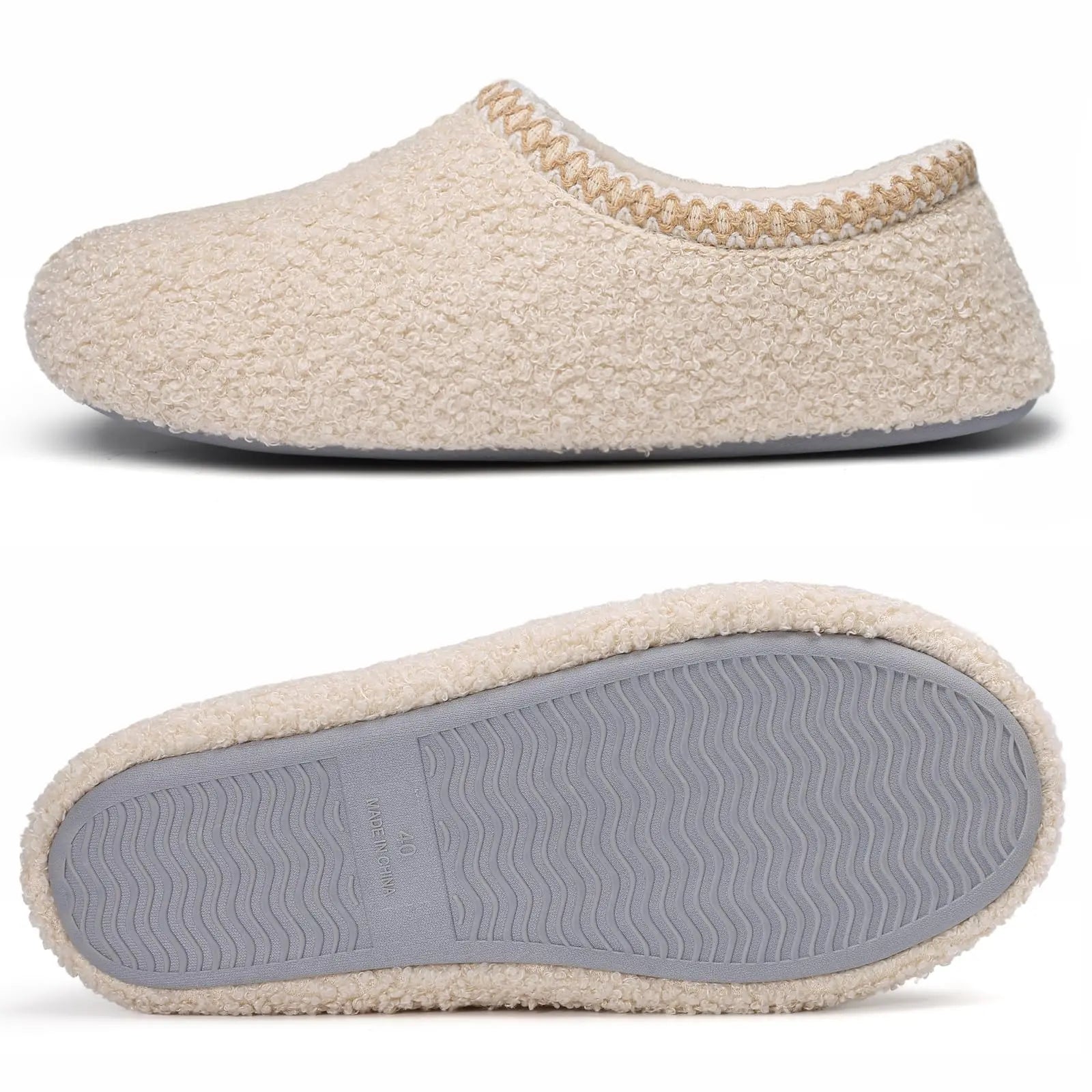 Comwarm Women's Fur Indoor Slippers Polar Fleece Flat Shoes Winter Fuzzy Slippers For Ladies Warm Cozy Shearling House Slippers.