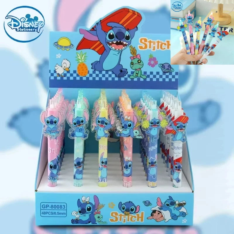Disney Stitch 48 Stück Gelstift 0,5 mm Schwarz Neue Cartoon Hochwertige süße Studenten lernen Schreibwaren Bürobedarf Geburtstagsgeschenk.
