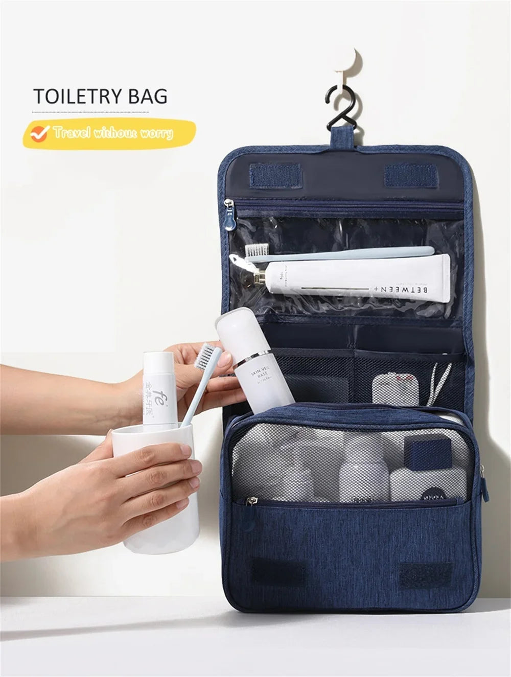 Foldable Toiletry Bag Organizer Hanging Storage Bathroom Makeup Case Cosmetic Bag Travel For Travel Business.