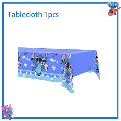 Disney Stich Geburtstag Party Dekorationen Blau Thema Geschirr Tischdecke Banner Hängende Spirale Für Kinder Event Liefert