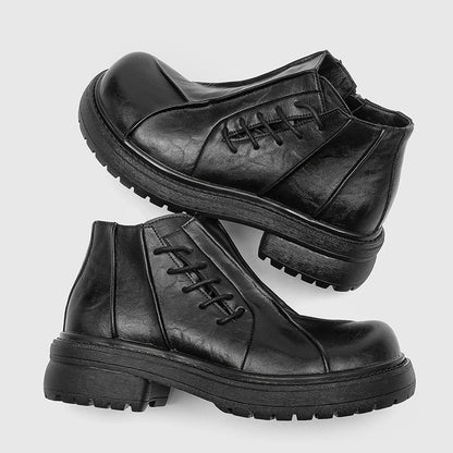 Autumn Winter Mens Ankle Boots Genuine Leather  Platform Chelsea Boots Street Style Male Motorcycle Boots High Top Walking Shoes.