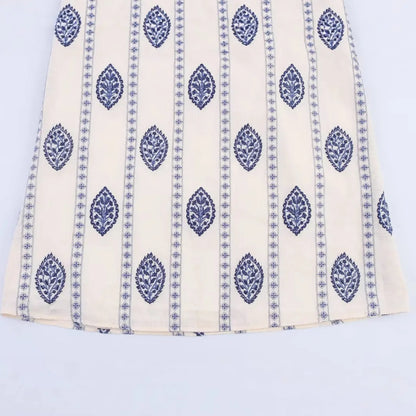 ZBZA Frauen Sexy Gedruckt Rohr Schlinge Lange Kleider Retro Taille Hohl Ärmelloses Abend Dünnes Kleid Weibliche Sommer Chic Street Party