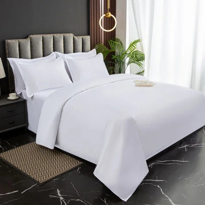 New 140g twill thickened hotel four-piece hotel linen pure white single quilt set webbing hotel bed and breakfast