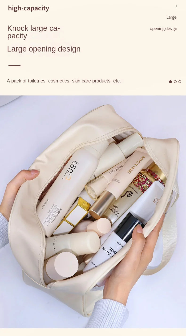 Waterproof Cosmetic Bag Portable Portable Cosmetic Storage Bag Large Capacity Pu Transparent Wash Bag Travel Storage Bag.