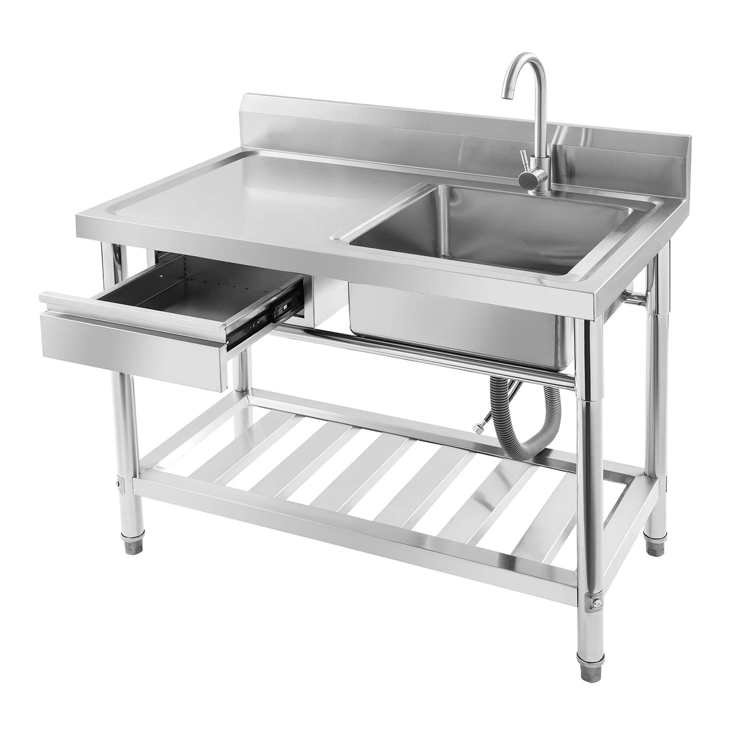 Unabhängiges Einzelwaschbecken für die Küche, Waschbecken aus Edelstahl für Küche, Badezimmer, maximale Tragfähigkeit 150 kg