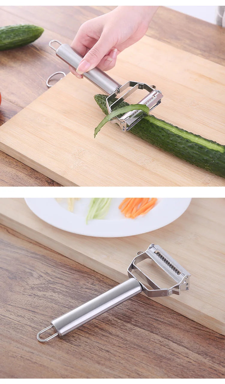 Kitchen Vegetable Peeler Stainless Steel Melon Planer Double-Head Peeler Household Multiple-Function Fruit And Vegetable Peeler.