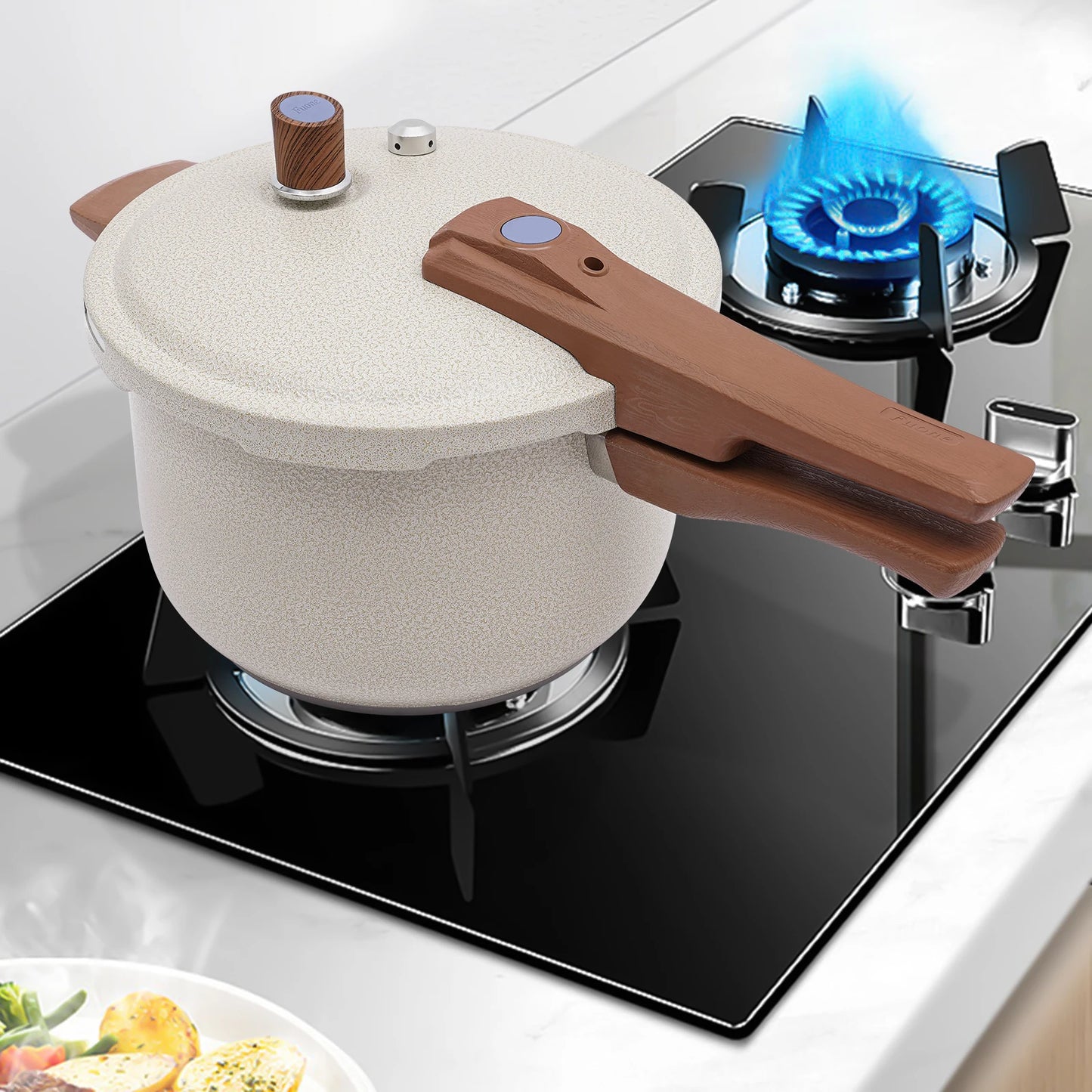 7L 24cm 80kPa Stainless Steel Pressure Cooker Beige Pressure Cooker For Cooking Kitchen Pot For Homes Fast Restaurants Hotels.