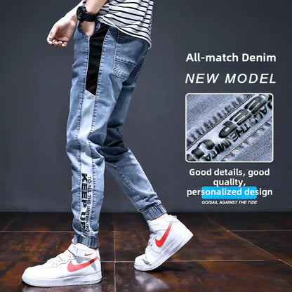 Trendy Brand Spring Autumn 2023 New Men's Jeans Loose Fit Versatile Workwear Style Korean Casual Long Pants.