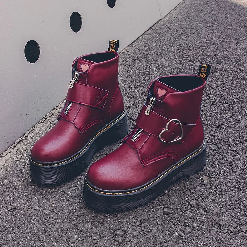 Autumn Winter Fashion Round Toe Lace-up Shoes Womens Boots Zip Ankle Boots For Women High Heels Basics Casual