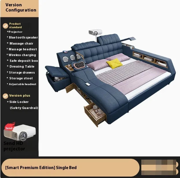 Nordic Smart Modulares Doppelbett Master Storage Luxus Designer Doppelbett Multifunktionale Leder Camas Ehe Möbel