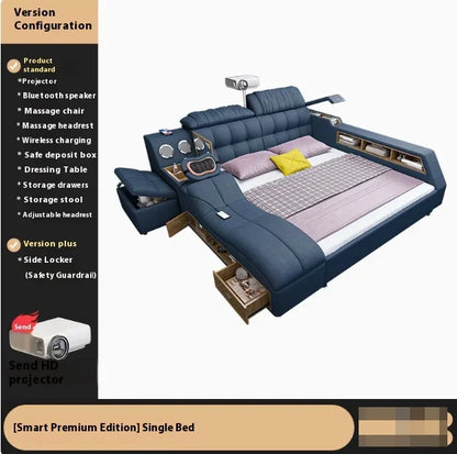 Nordic Smart Modulares Doppelbett Master Storage Luxus Designer Doppelbett Multifunktionale Leder Camas Ehe Möbel