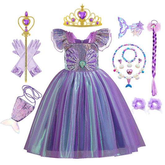 Disney Kleine Meerjungfrau Prinzessin Kleid Kinder Phantasie Karneval Cosplay Kostüm Geburtstag Hochzeit Party Kleidung Halloween Kostüm