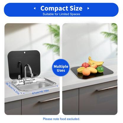 Edelstahlspüle mit klappbarem Wasserhahn und Deckel, Bar, Wohnwagen, Wohnmobil, kleines Boot, Handwaschbecken, Outdoor-Küchenspüle für Reisen