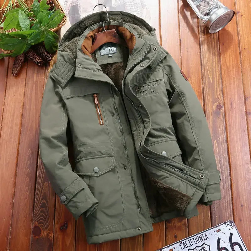 Winter Parka Men Windbreaker Fleece Thick Warm Fur Coats Male Retro Hooded Streetwear Overcoats Men's Windproof Jackets 6xl.