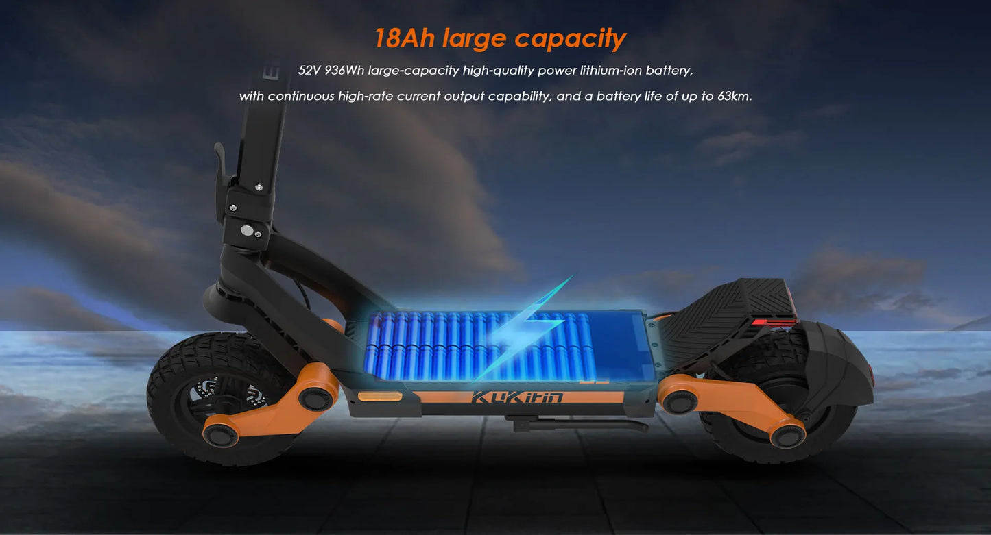 Kukirin G3 Adult Foldable Electric Scooter Powerful Wheels 1200W 52V18AH Electric Scooter.