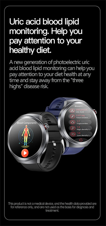 2025 New For HUAWEI Uric Acid Blood Pressure Blood oxygen Body Analysis Smart Watch ECG+PPG Clock Bluetooth call Smart watch Men.