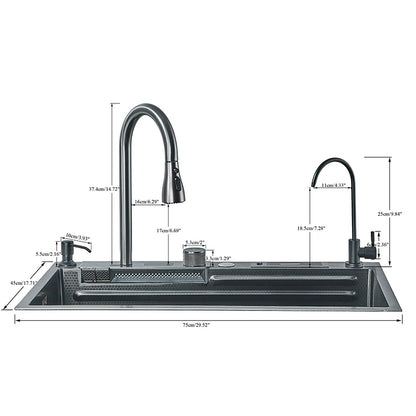 304 High 1uity intelligente Digital anzeige Wasserfall Küchen spüle großer Einzels chlitz integrierte Digital anzeige Wasserhahn Set