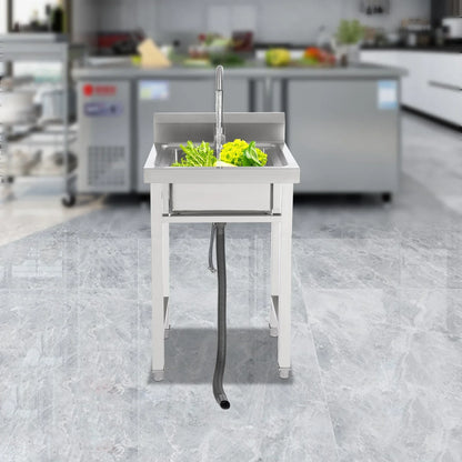 Kommerzielle Waschbecken aus 201 Edelstahl, bodenstehendes kommerzielles Waschbecken für Küchen, Cafés, Bars und Milchteeladen