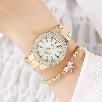 Fashion Casual Women Watch Elegant Luxury Brand Stainless Steel Strap Quartz Dress Watches For Woman Gifts.