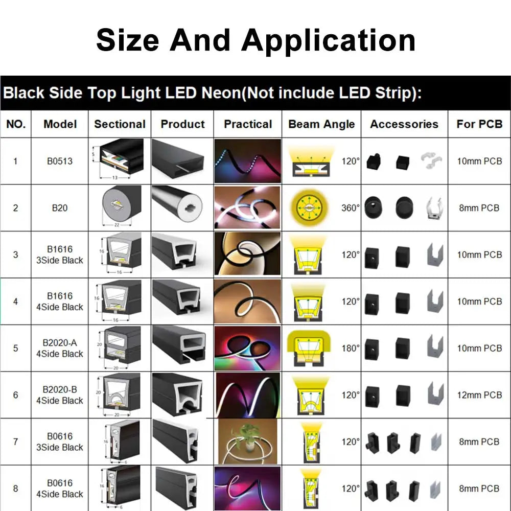 Black Led Neon Silica Gel Tube Diffuser Soft Rope Tube IP67 Waterproof For WS2812B SK6812 WS2811 5050 RGB Flexible Strip Light.