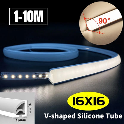 1-10m 90° Glowing LED V-Type Neon Silicone Tube Rope Lamp Flexible Waterproof Channel For WS2811 WS2815 Outdoor Neon Strip Light.