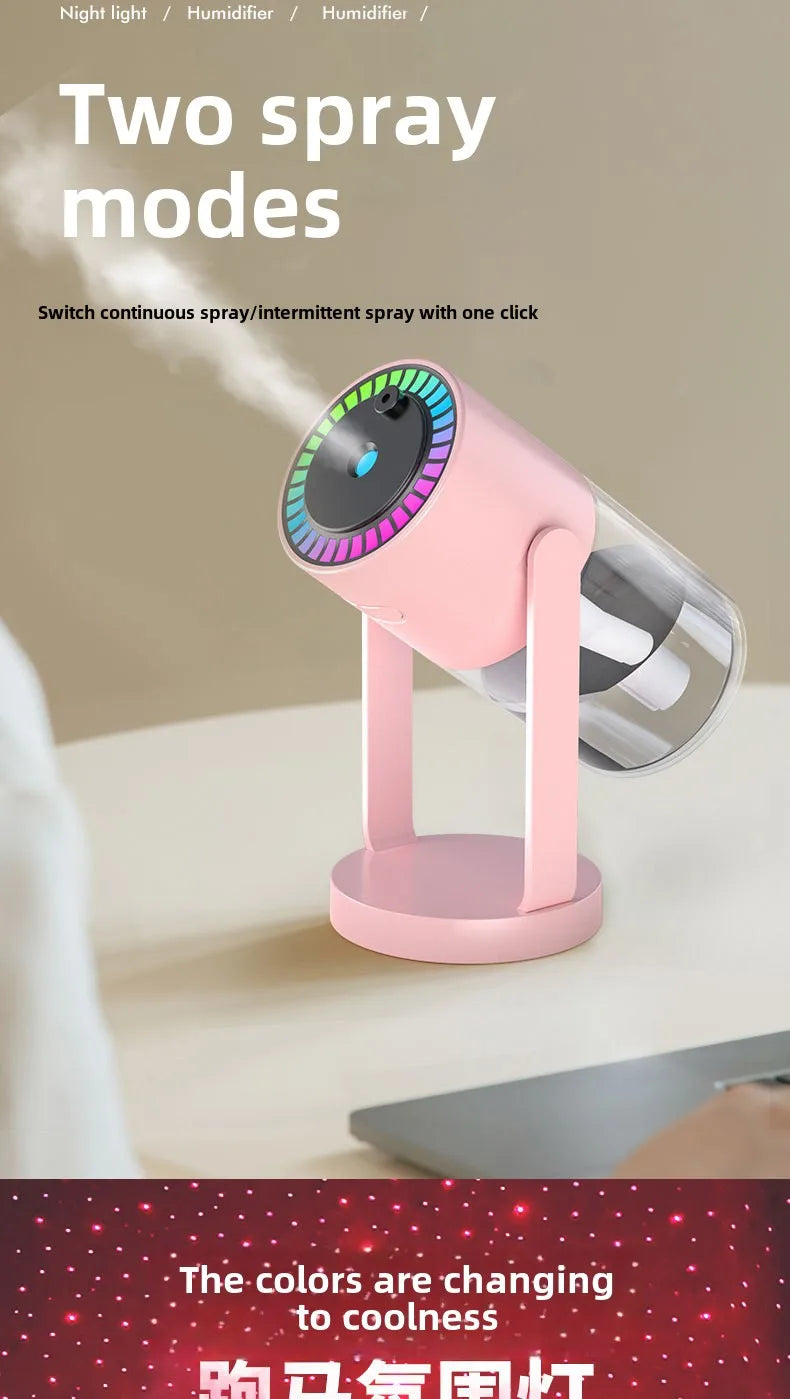 Air Humidifier Portable Humidifier with Rotating Mist & Starry Light USB Car Humidifier Smart Humidifier for Home Office Travel.