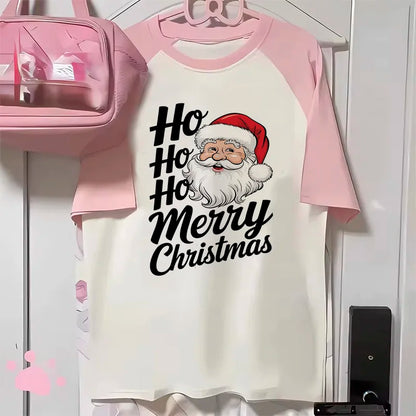 Ästhetik T-shirt Weihnachten Gedruckt Top Tees Frauen Punk Kawaii Pastell Shirt Retro Grafik Frauen Klassische T Shirt Mädchen