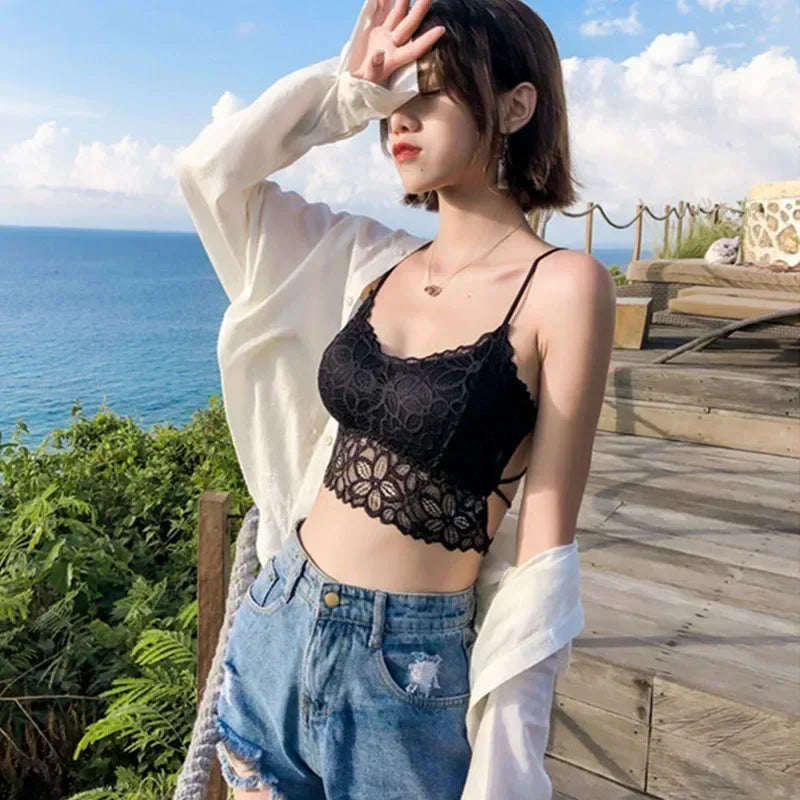 Sexy Lingerie Seamless Sport Bra Strapless Top Bra Girls Sunflower Lace Bras Push Up Bralette Brassiere for Women Underwear.