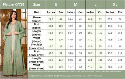 2 Pieces Set Muslim Women Matching Set Embroidery Open Kimono Abaya Maxi Dress Dubai Kaftan Robe Eid Djellaba Kebaya Caftan Arab.