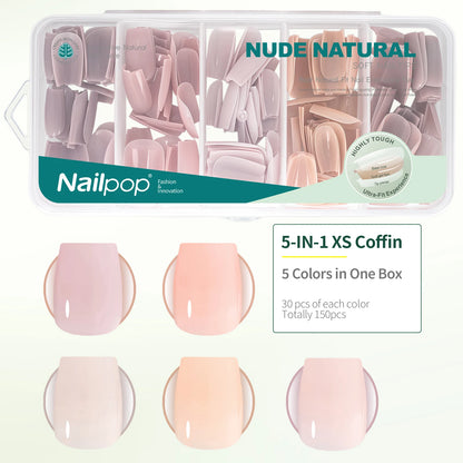 Nailpop 3-IN-1 Nude Natural Soft Nail Tips Set 140PCS Skin Tones Press on Nails Ultra-Fit Gel Nail Extensions Easy Manicure DIY
