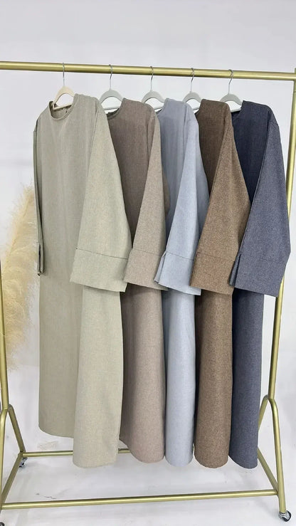 Plain Linen Closed Abaya Dubai Luxury Muslim Hijab Dress Turkey Casual African Dresses Abayas for Women Ramadan Eid Islam Kaftan